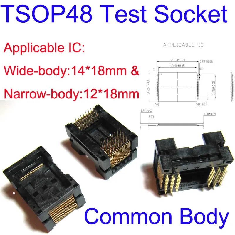 Широкоузкая стандартная розетка для тестирования вспышки TSOP48pin тестер