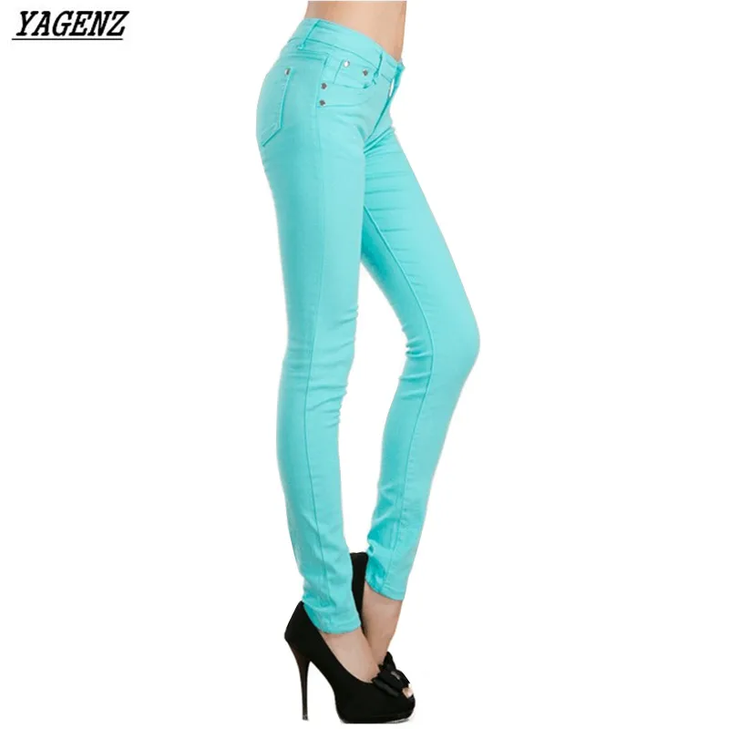 Летние женские брюки модные Стрейчевые карандаш ярких цветов сексуальные