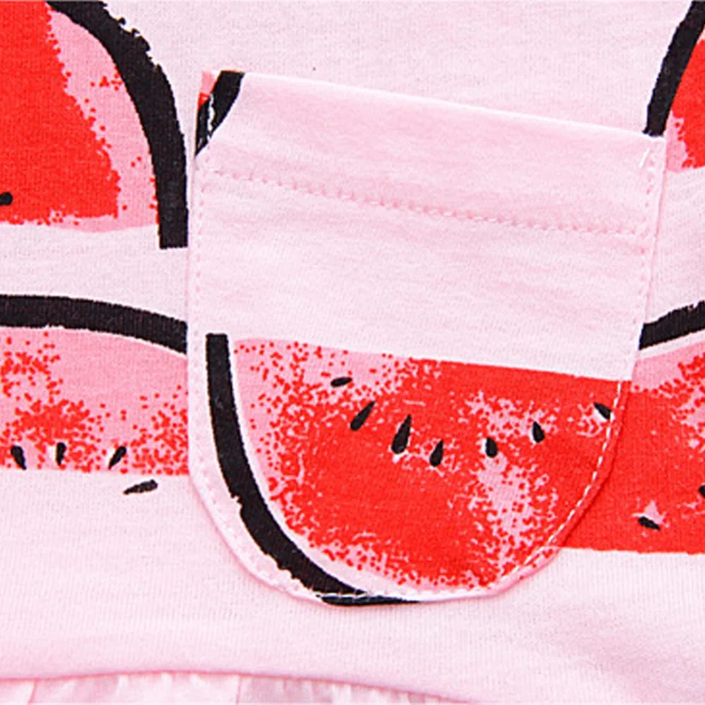 Летние детские шорты платье с рукавами Хлопковые Платья рисунком арбуза для