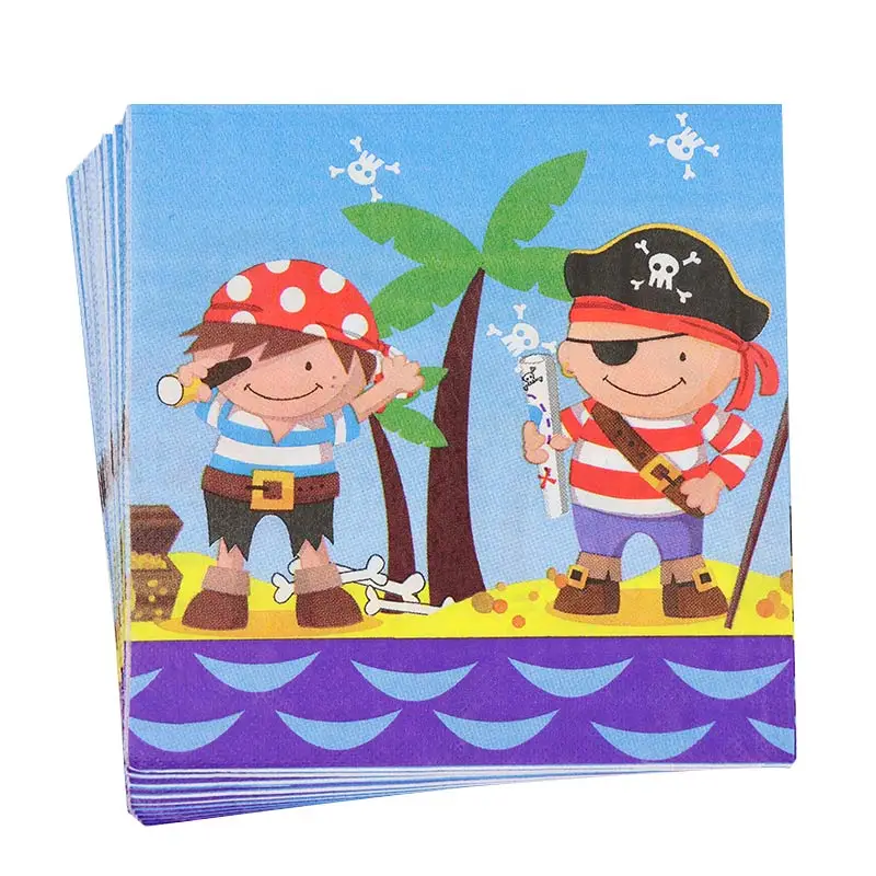 Napkins X 10pcs 1 компл. Мультфильм пират Праздничная салфетка бумага шляпа тарелка чашка скатерть шары День рождения украшение Детские вечерние принадлежности - Цвет: Napkins X 10pcs