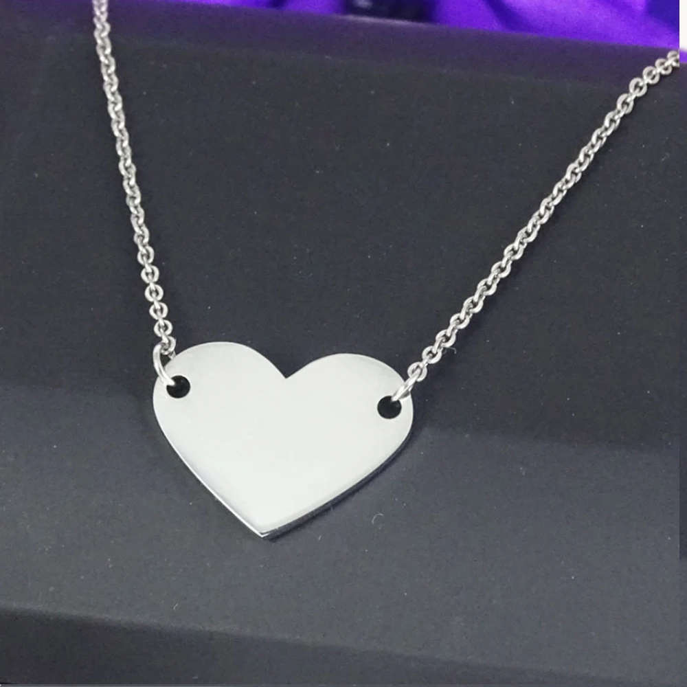 Stainless Steel Heart Necklace Engrave Name Logo Text Necklace-Custom Charms Laser Your Own Small Quantity | Украшения и