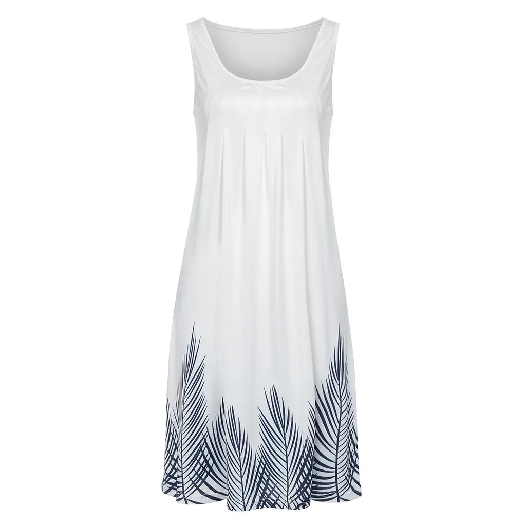 Женское платье без рукавов модное с принтом женские праздничные летние белые
