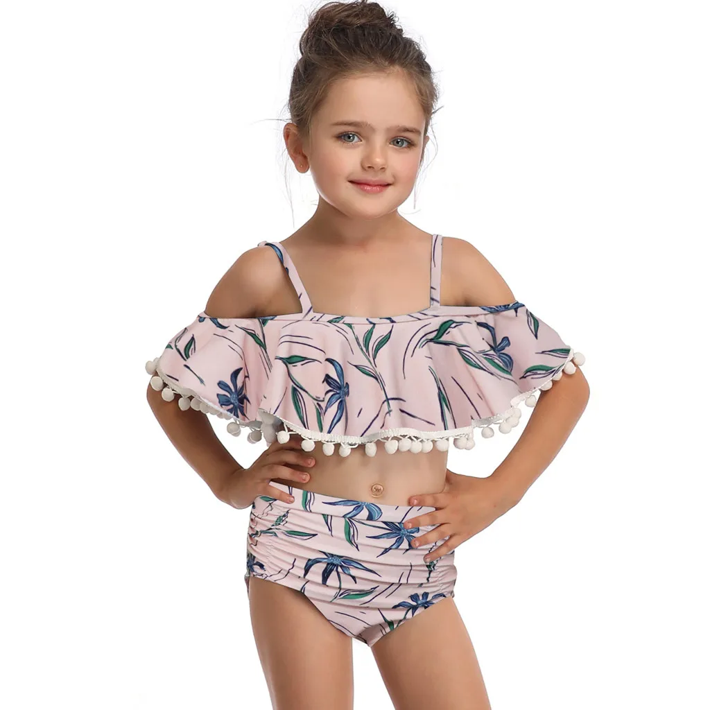 Одежда для мамы и дочки купальник из двух частей комплект розового цвета с