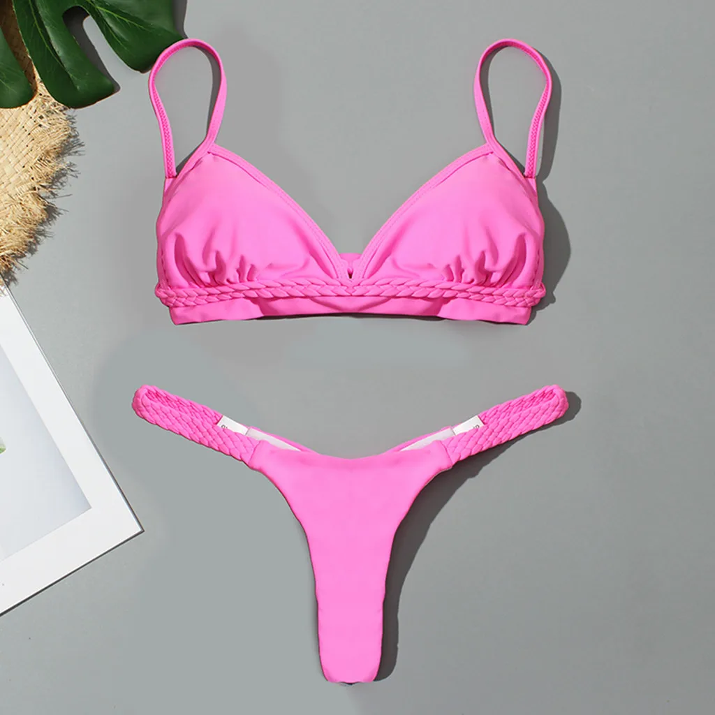 Женский Летний Пляжный сексуальный однотонный черный желтый 5 цветов купальник с