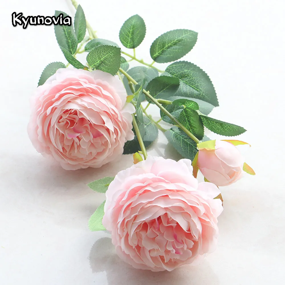 Kyunovia 65 см длинный стебель роз 5 шт./лот искусственные шелковые цветы листья 3