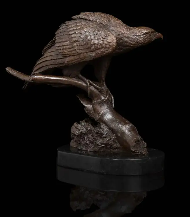 31 см западное арт-деко из чистой бронзы Lanneret Tercel Hawk Eagle орнамент скульптура |