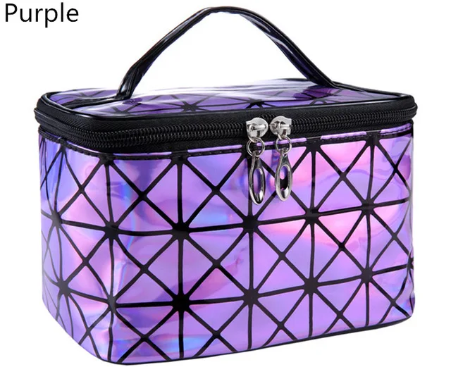 Purple Новая женская многофункциональная сумка для косметики Flash Diamond кожаный Органайзер косметическая сумка для хранения разных цветов на выбор - Цвет: Purple