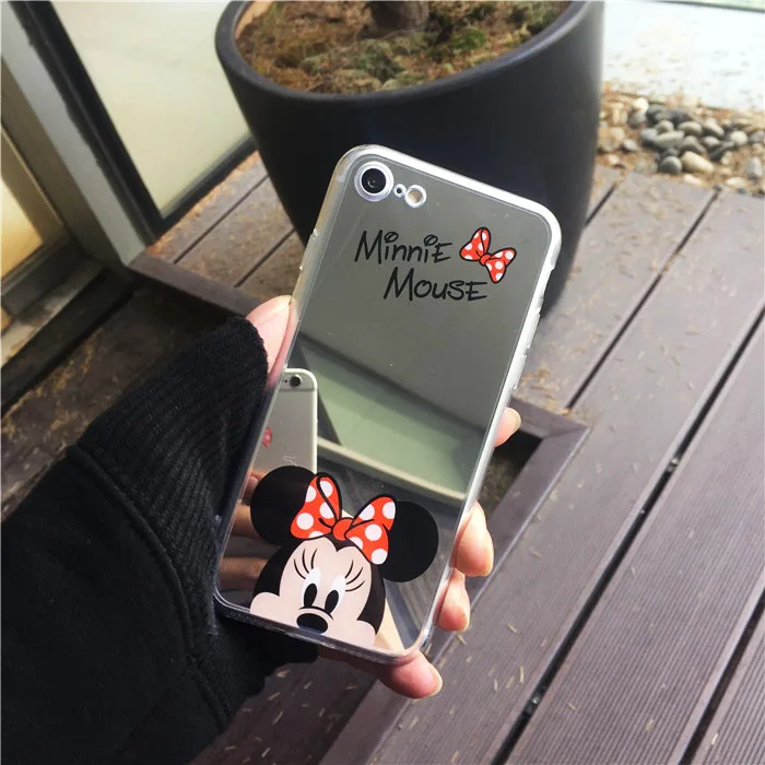 Роскошные Зеркало с Микки Маусом Минни чехол для iPhone X Любители покрытие мягкий