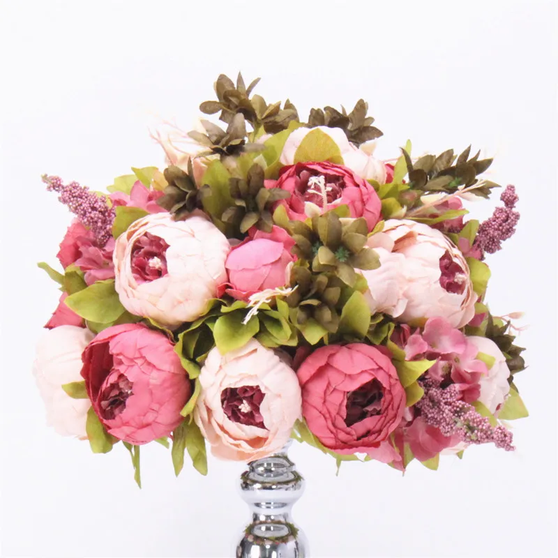 Rose red A На заказ 35 см Искусственный цветок мяч центральный+ 1 м пионы ряд цветов композиция поставка Декор свадебная АРКА стол цветок bouqet - Цвет: Rose red A