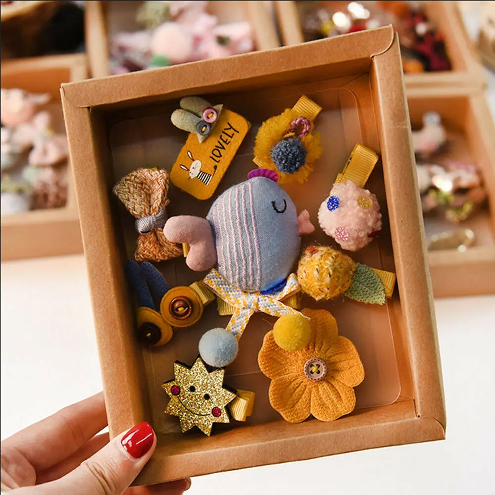 2019 Baby Accessories 10pcs/set Girl Hair Clips Slides Snap Grips Bendy Ladybird Bow Prong Close Shower Kids Gifts | Детская одежда и