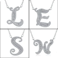 a z 26 letter 925 sterling silver name necklaces pendant for women fashion long chain necklaces cz diy jewelry anniversary gift
