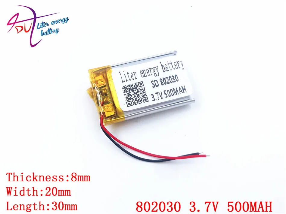 3 7 V 500 mAh 802030 литий-полимерный Li-Po литий-ионный Перезаряжаемые Батарея ячейки для