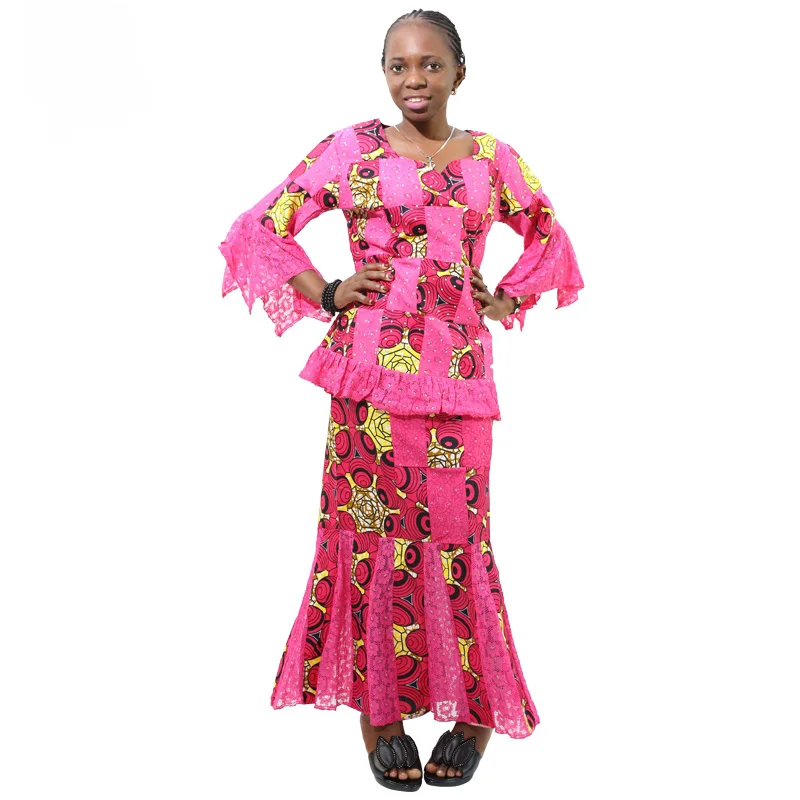 Женские африканские платья MD dashiki короткая юбка-раппер с шарфом комплект из трех