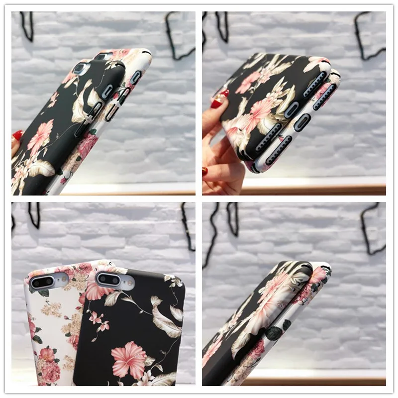 YAMIZOO Flower Case For iPhone 6 7 5s Cover 5 se Coque Shockproof PC Hard Luxury Phone x 8 6s Plus |