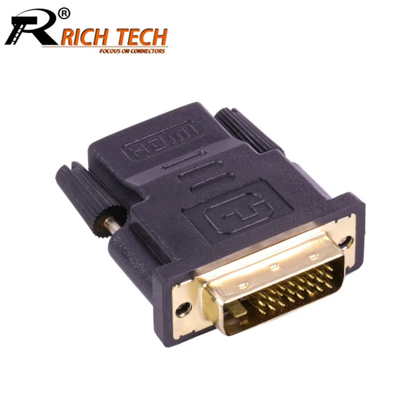 Прямой адаптер 10 шт./лот 24 + 1Pin DVI папа HDMI мама Позолоченный разъем для HDTV