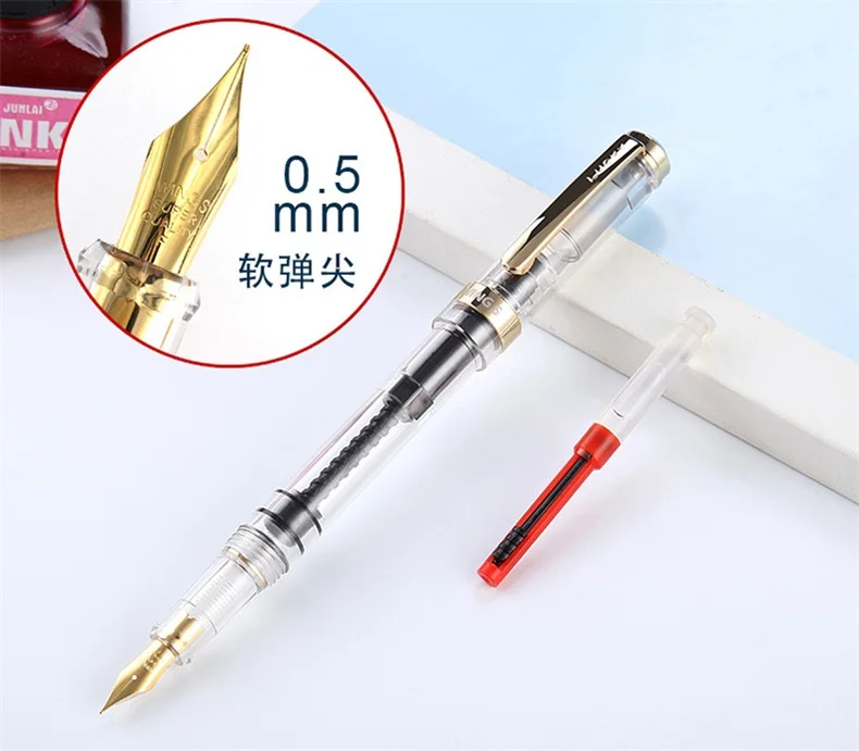 luxury 698 pistons type Resin Fountain Pen lead Office stationery 0.5 nib calligraphy ink Pens gift | Канцтовары для офиса и