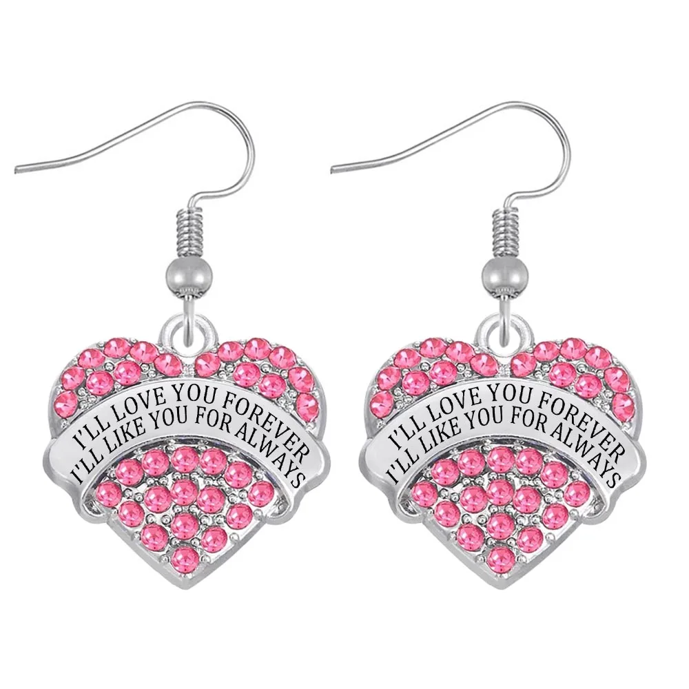 Beautiful crystal inlaid romantic love confession jewelry earrings I'LL LOVE YOU FOREVER LIKE FOR ALWAYS charm eardrop | Украшения и