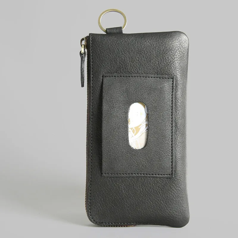

2019 Luxury Real Cow Genuine Leather Card Holder Phone Checkbook Zipper Organizer Wallet Purse Designer Clutch Long Handbag