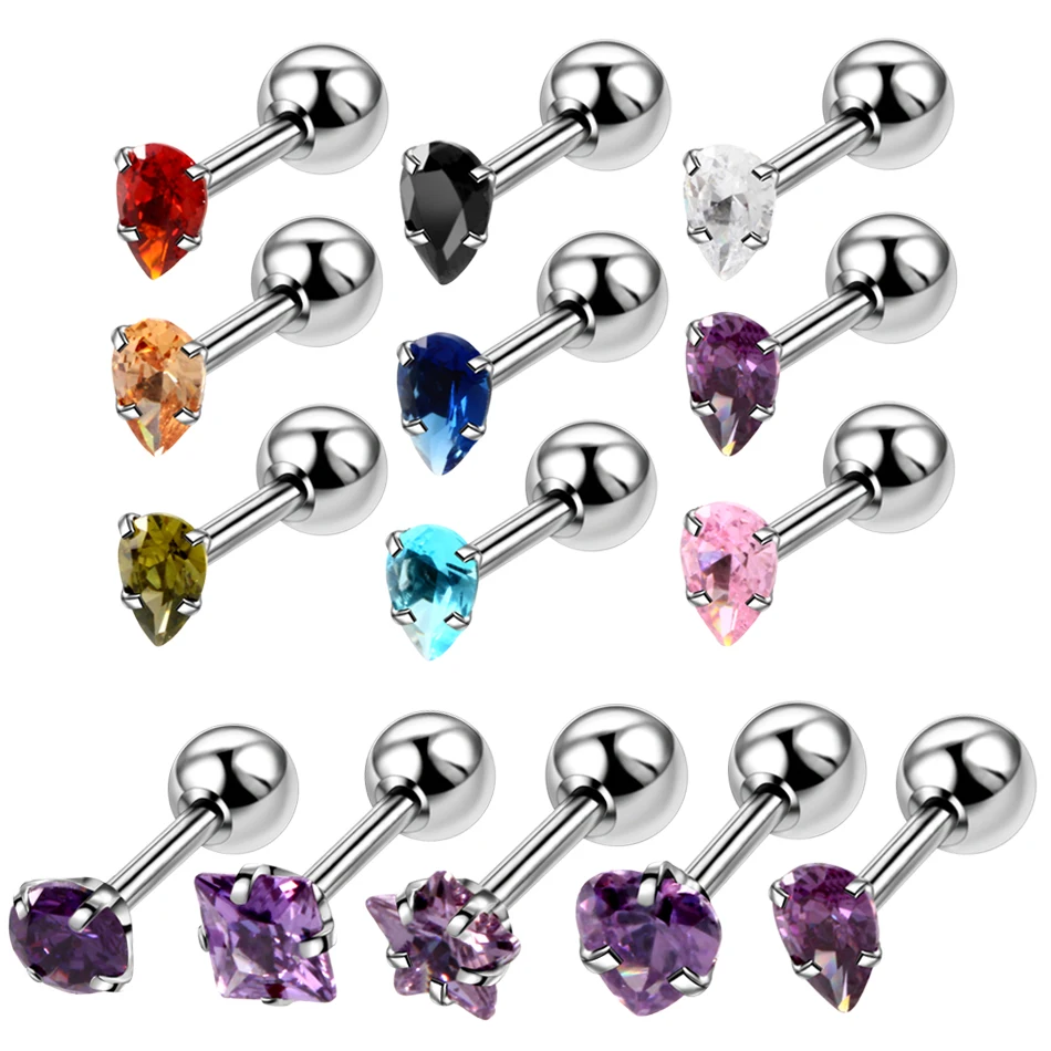 

1PC 5 Style Earrings Sexy Small Crystals Zircon Ball Colorful Screw Stud Earrings For Women Girls Kids Piercing Jewelry