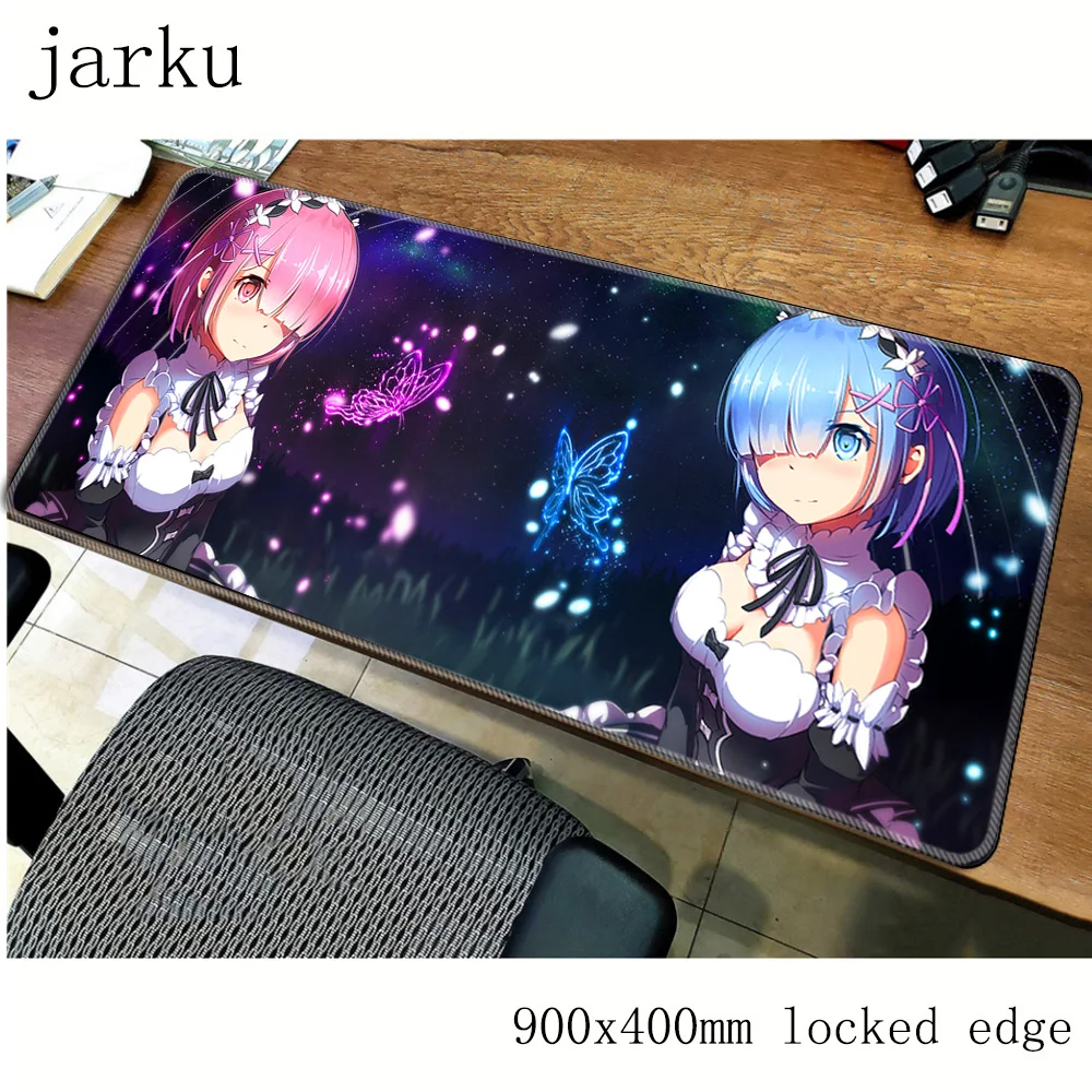 Игровой коврик для мыши re zero 900x400 мм гелевый большой игровой ноутбука аксессуары