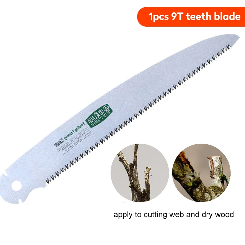 1 blade-9T teeth LAOA 10 дюймов 7 T/9 T/12 T деревянная Складная пила для кемпинга SK5 прививка секатор для деревьев измельчитель садовые инструменты нож - Цвет: 1 blade-9T teeth