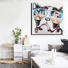 Настенные постеры большого размера 70x70 см с изображением поп-собаки, абстрактная красочная фотография без рамки, фотография животных на холсте