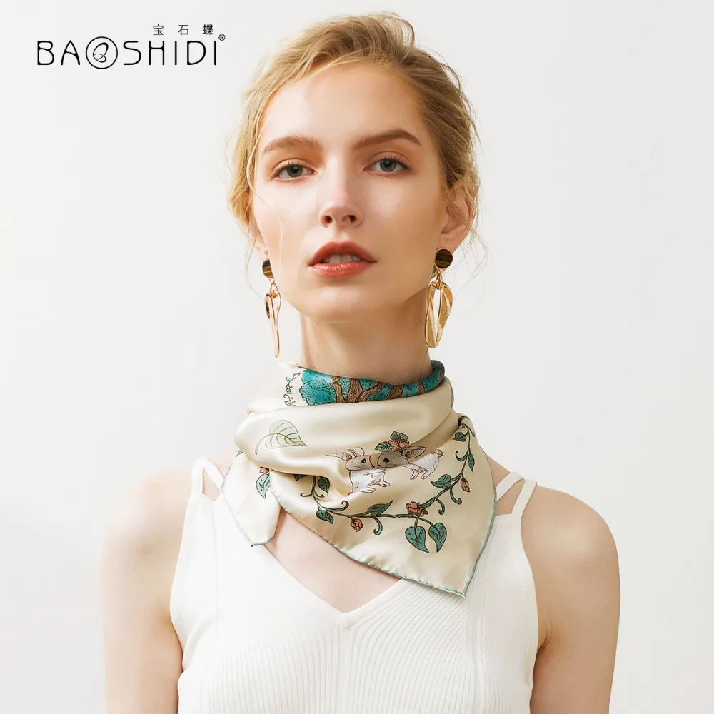 [BAOSHIDI]2018 Новый 100% шелковый шарф модные роскошные брендовые шелковые шарфы для