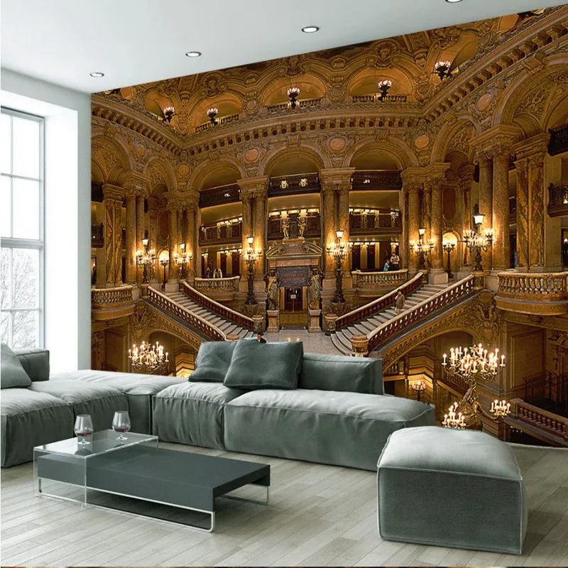 Фотообои 3D европейская Дворцовая роспись картина из Парижа опера дом на заказ