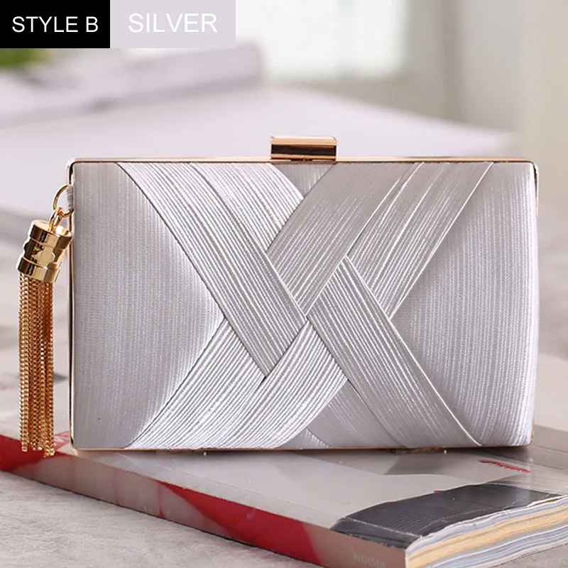 Style B Silver Женский клатч, Дамская вечерняя сумочка, стразы, блестящие ручные сумки для невесты, свадебные, маленькие, бриллиантовые сумочки, винно-красные, вечерние, bolso mujer XA54H - Цвет: Style B Silver
