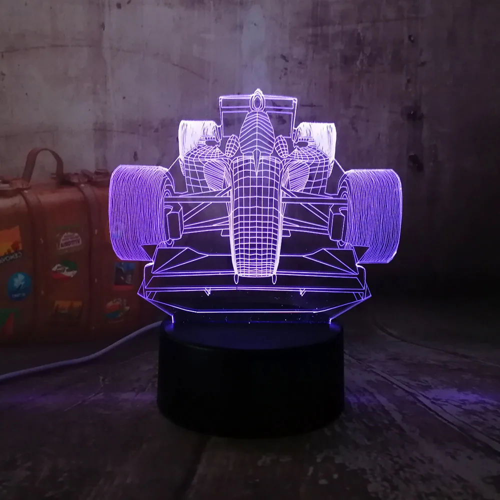 Новинка Прохладный 3D светодиодный лампы холодный формула гоночный автомобиль 7 цветов градиент ночник Рождество подарок на день рождения мальчик игрушка многоцветная Лампа