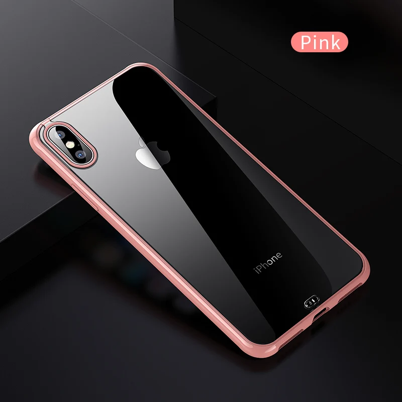 Pink Ультратонкий силиконовый защитный чехол для iPhone X, Xr, XS, Max, мягкий прозрачный чехол из ТПУ для iPhone 8, 7, 6 Plus, чехол для apple - Цвет: Pink
