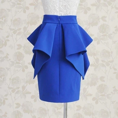 Женская юбка с баской повседневная карандаш до колена оборками весна лето 2017|ruffled