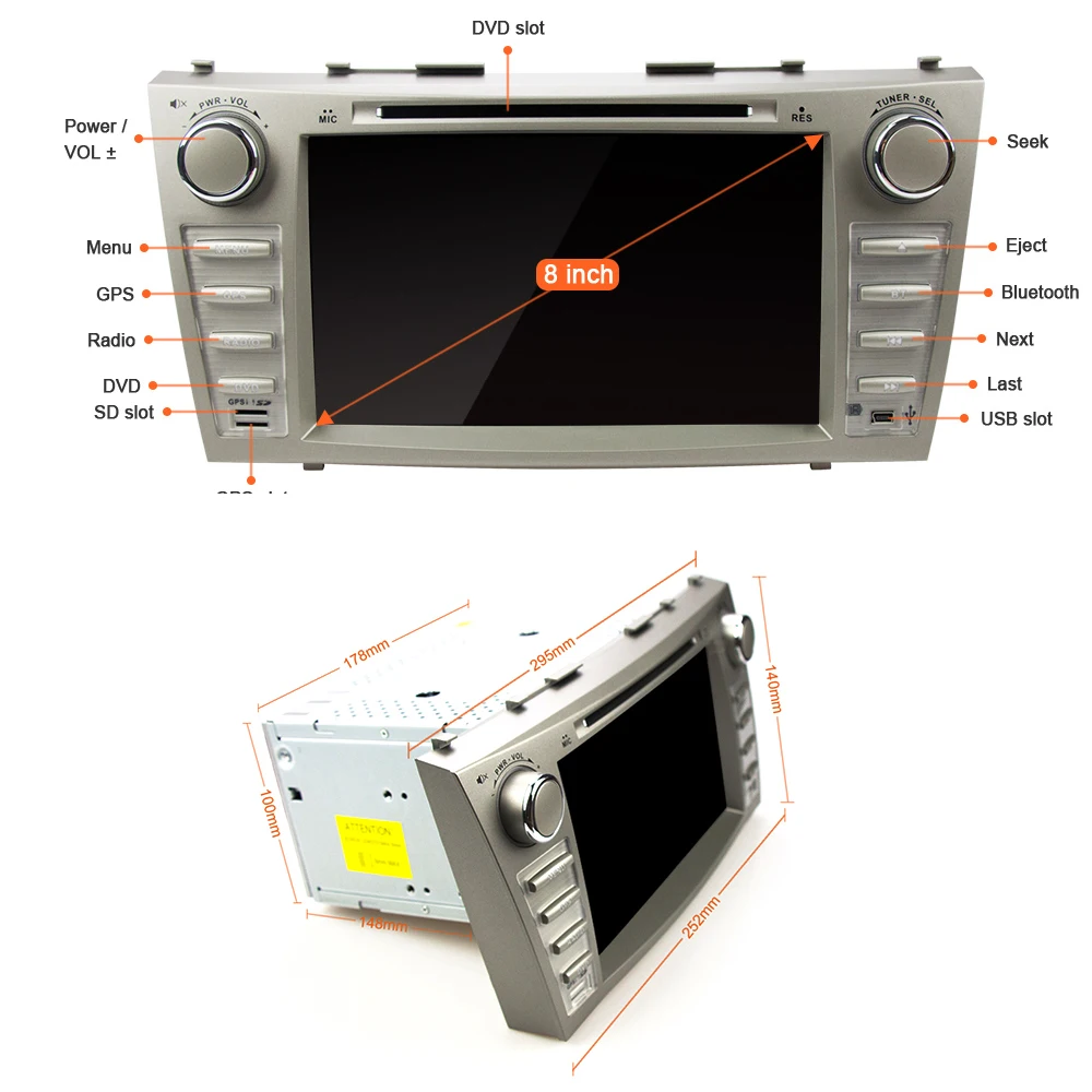 

Eunavi 8 inch 2 din Android 10.0 DSP car dvd player car gps stereo for toyota camry 2006 2007 2008 2009 2011 with bluetooth DVD