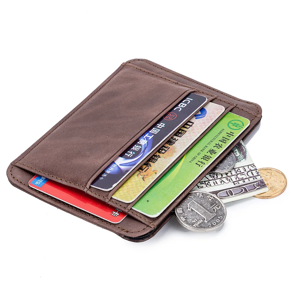 Кошелек из вощеной кожи для мужчин и женщин модный держатель кредитных карт