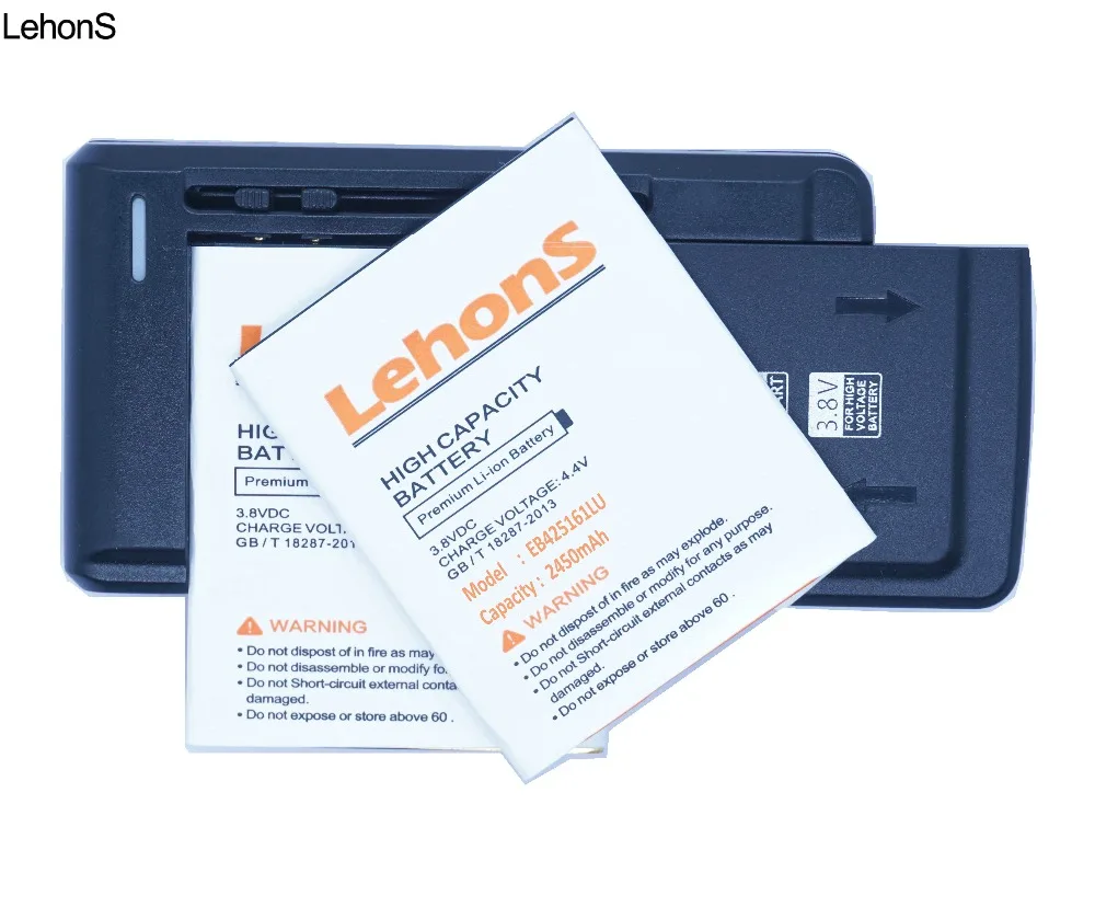 LehonS 2x2450 мАч Мобильный телефон Аккумулятор для Samsung Galaxy S3 SIII MINI I8190 I8160 I699 S7562 EB425161LU +