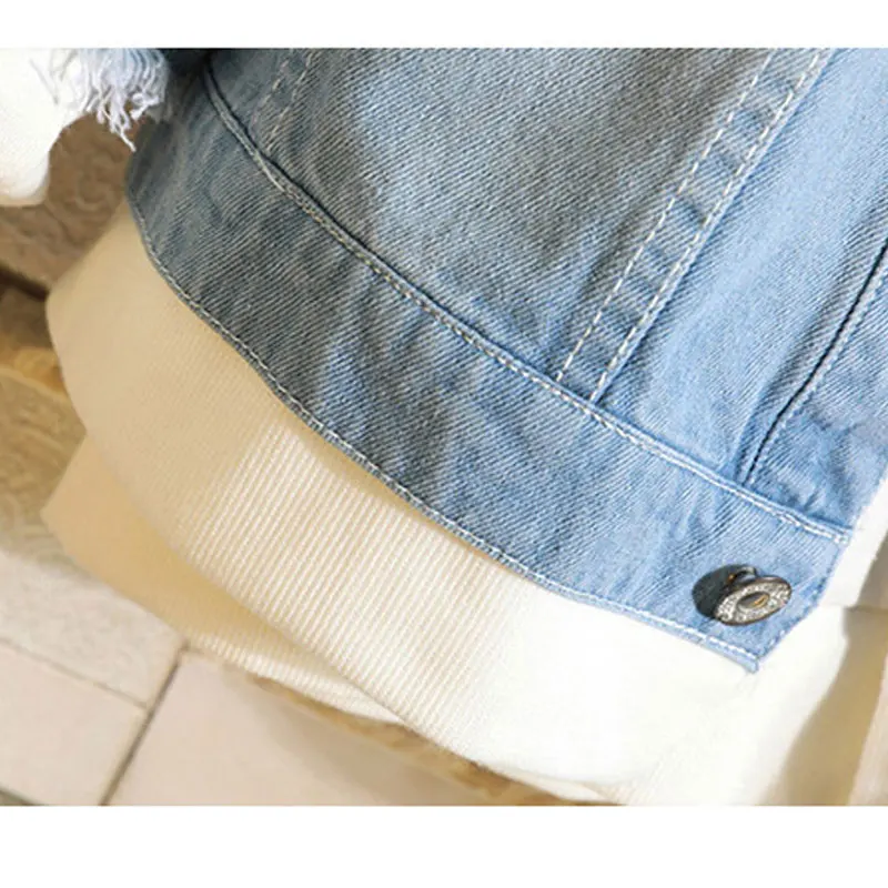 Джинсовая куртка с капюшоном модная многослойная свободная комбинированная из