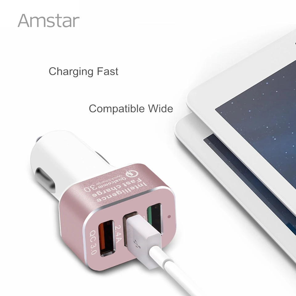 Автомобильное зарядное устройство Amstar Quick Charge 3 0 42 Вт быстрое USB QC3.0 автомобильное