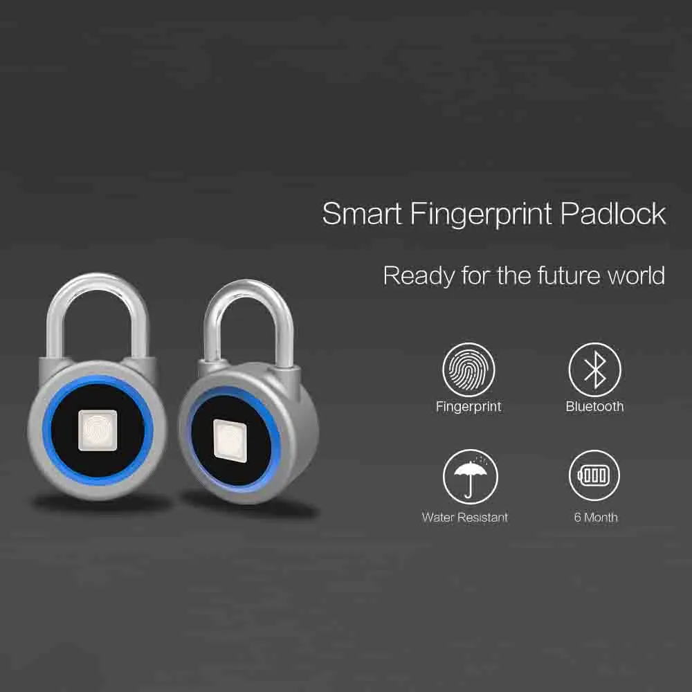 P2 Smart Keyless Fingerprint Lock Bluetooth Phone APP Unlock Waterproof Anti-Theft Padlock Door for Android iOS | Безопасность и