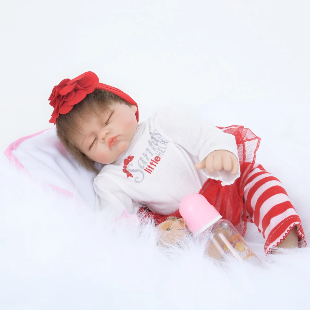 55 см Экологически чистая ткань тела силикона Reborn Baby Doll реалистичный