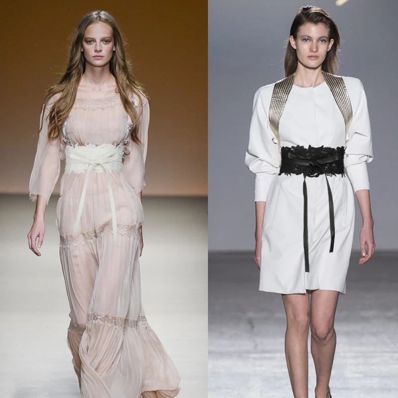 

2019 New Black White Wide Corset Lace Waist Belt Female Self Tie Wrap Around Obi Cinch Waistband Belts for Women Wedding Dress