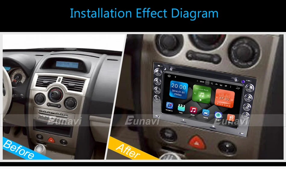 Eunavi четырехъядерный 7 ''2 Din Android 9,0 автомобильный dvd-плеер для Renault Megane 2 ii 2006 2007 2008 2009 gps Navi Радио RDS 1024*600