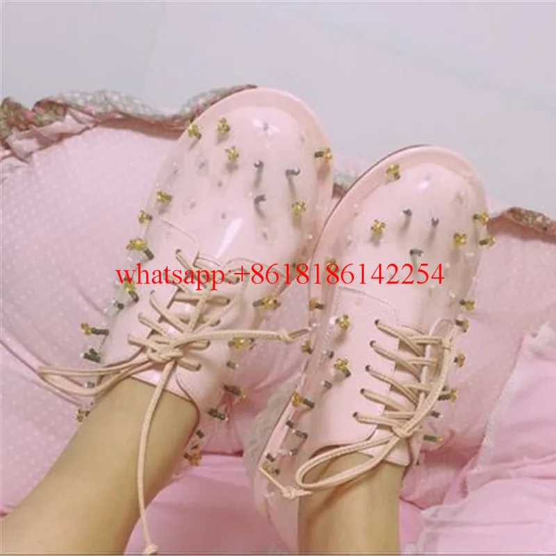 Все Новые Весна Кожаные Ботинки женская Мода Кристалл Повседневная Обувь Bling