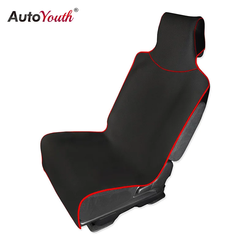 AUTOYOUTH чехол для автокресла и протектор с универсальным подходящим для автомобилей грузовиков и внедорожников водонепроницаемым защитным покрытием черного цвета с красной отделкой 1 шт