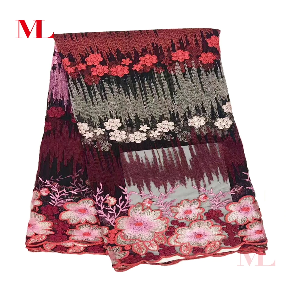 ML African Lace Fabric 5yards High Quality 3D Nigeria Embroidered Net Tulle French for Wedding Party Dress mjd920 | Дом и сад