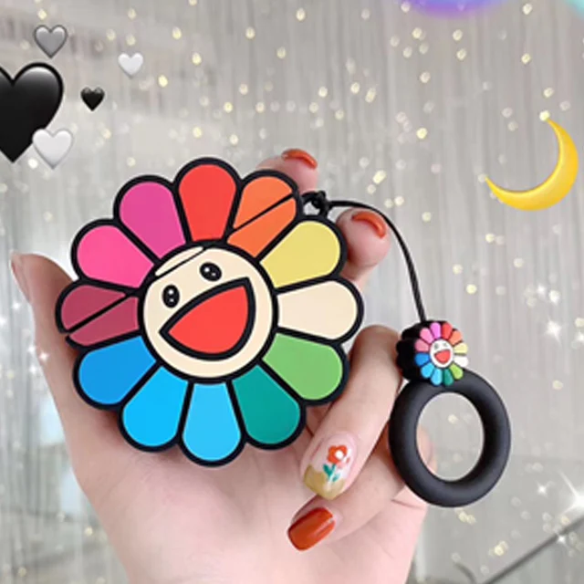3D Takashi Murakami Kaikai Kiki цвета радуги с цветочным рисунком наушники чехол для Apple Airpods 1/2/3 силиконовые насадки для наушников для airpods pro