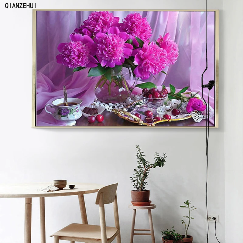 Стразы DIY пластиковые поделки алмазная фиолетовая ваза фруктовая квадратная