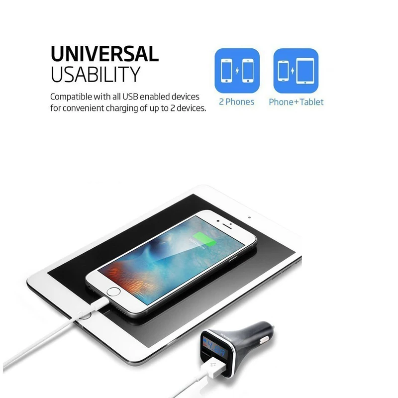 STOD Dual USB Автомобильное зарядное устройство 2 порта 4.8A светодиодный дисплей батарея Напряжение монитор для Iphone 5 5S 6 6S 7 Ipad samsung huawei Mi адаптер