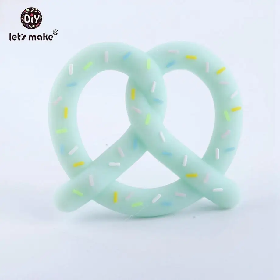 mint Pretzel Давайте сделаем розовый Силиконовый Прорезыватель Pretzel DIY хлебная палочка кулон в виде игрушки для режущихся зубов Мама ручной работы уход ожерелье без БФА детский Прорезыватель - Цвет: mint Pretzel