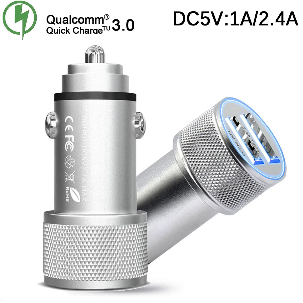 Автомобильное зарядное устройство QC 3 0 Dual USB 3.6A для мобильного телефона 2 быстрое