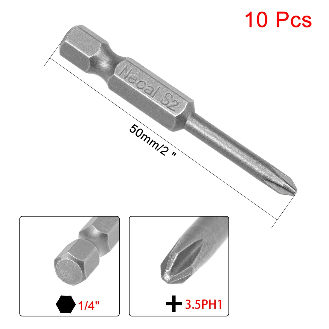 UXCELL 10 шт. 1/" Шестигранным хвостовиком Phillips 1,6/2,5/2/3,5/3 мм PH00 PH0 PH1 Магнитная отвертка S2 насадки для отвертки 50 мм Длина